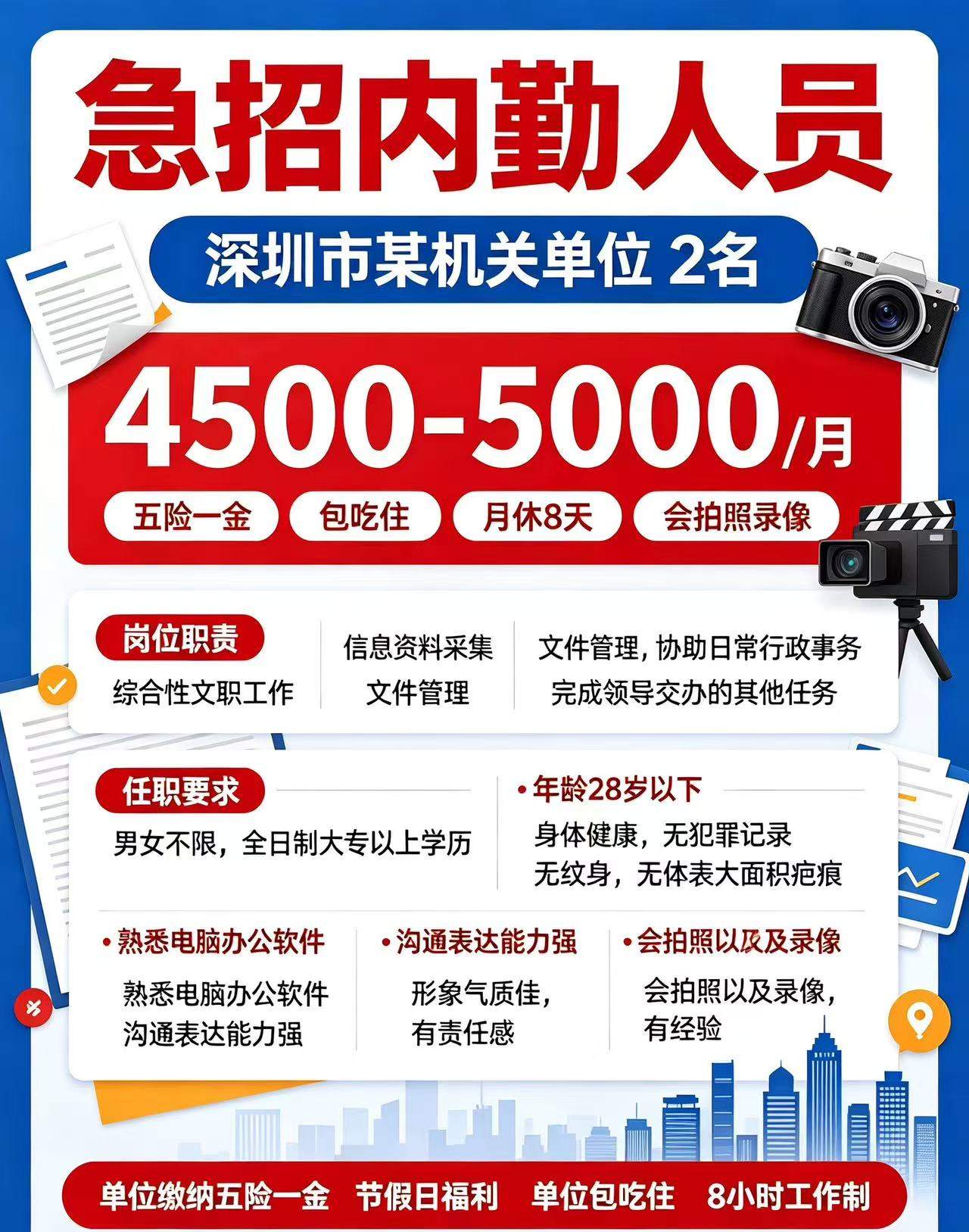 机关单位内勤招聘